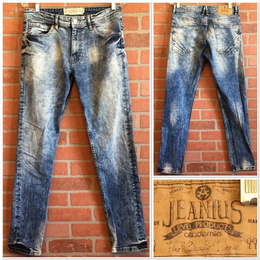 Jeanius Mens Jeans Akademiks 32x32 slim fade look